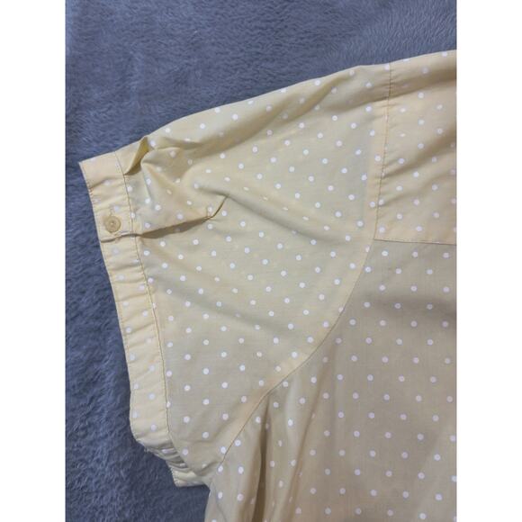 Basic Editions Plus Size 4X Yellow Polka Dot Button Down Shirt Short Sleeve - Picture 5 of 8